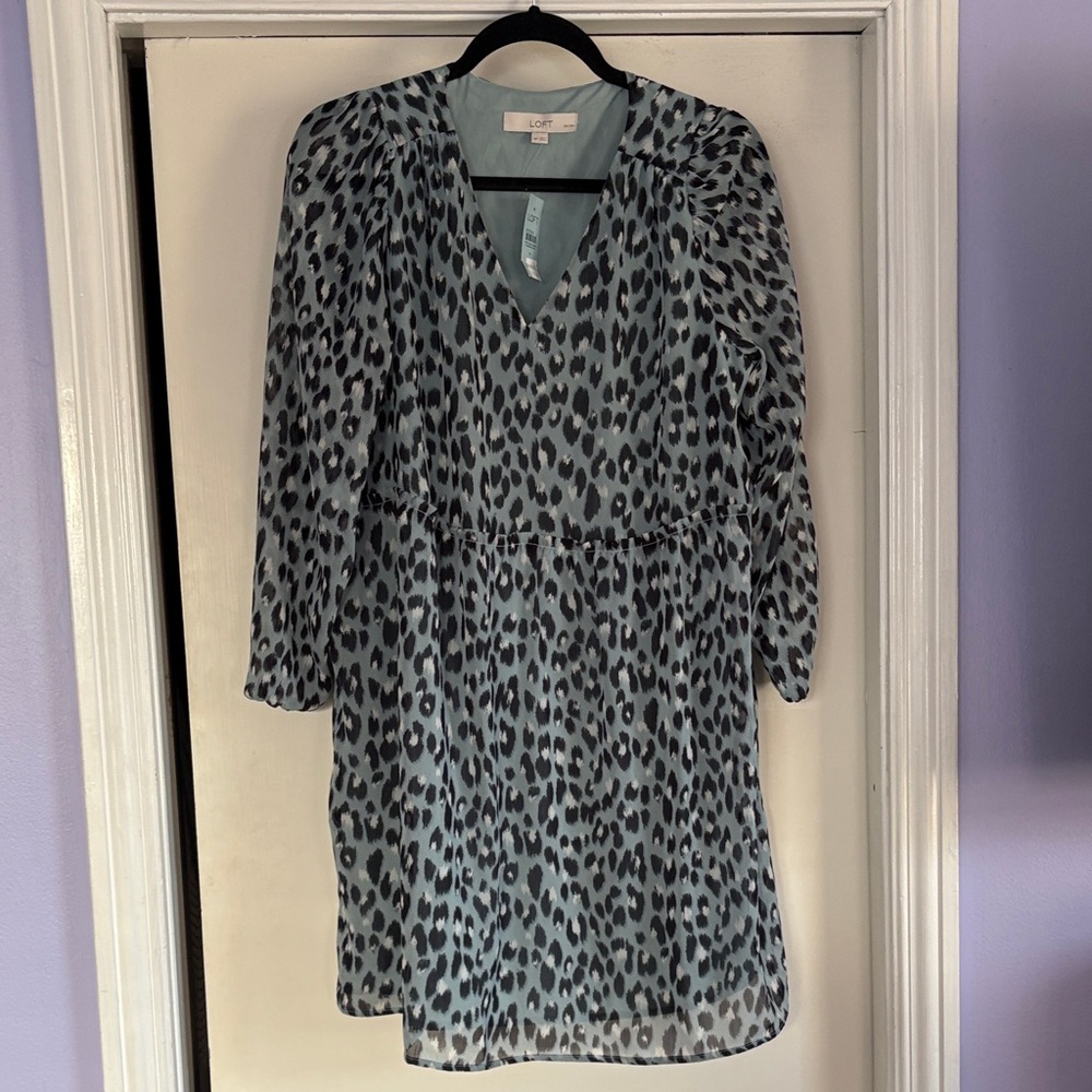 NWT LOFT Leopard Print V-Neck Dress
